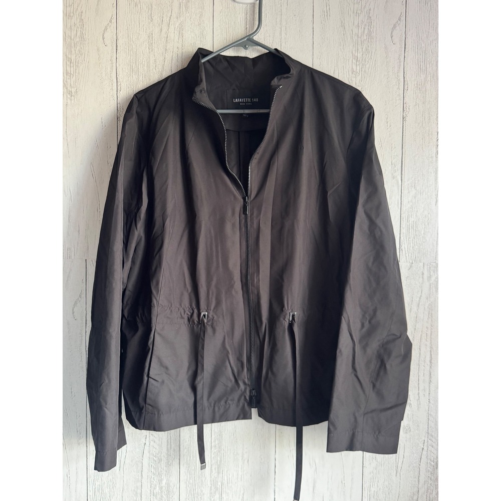 Lafayette 148 New York Women Brown Full Zip Drawstring Waist Jacket Size M
